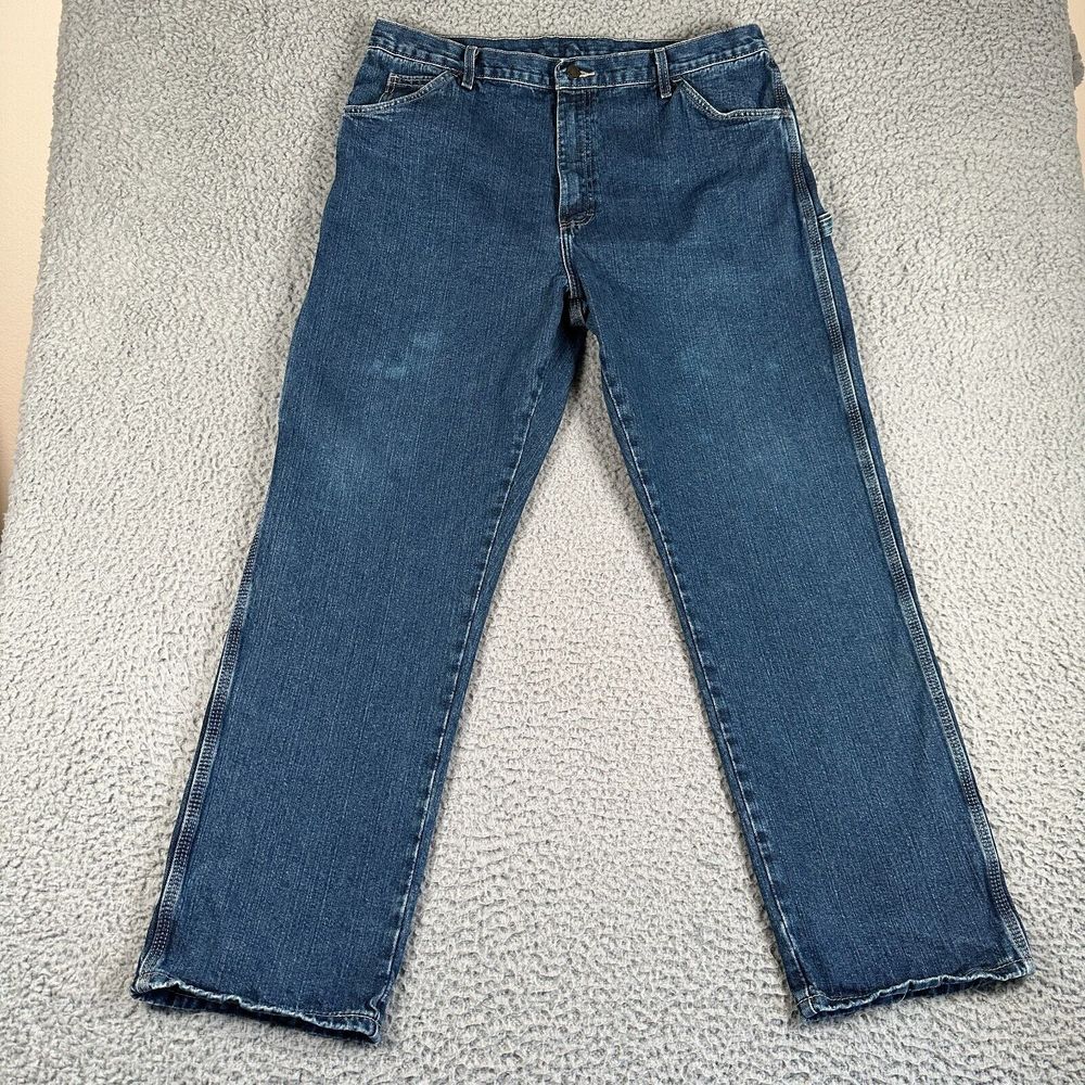 Dickies Denim Jeans Carpenter Pants Men 38x32 Trousers Baggy Workwear Blue
